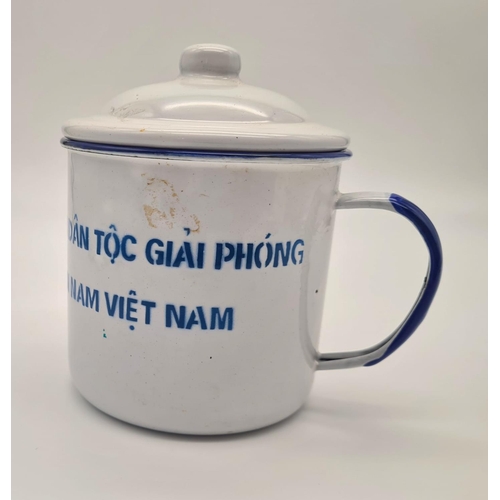 440 - Vietnam War Era Original Vietcong Enamel Rice Cup Dated 1968.