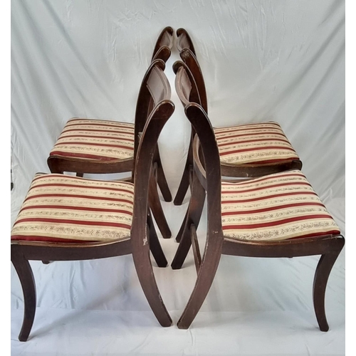 590 - A Set of Four Regency Styled Chairs. Floral and vertical red stripe upholstery decoration. Preferabl... 