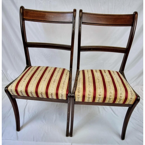 590 - A Set of Four Regency Styled Chairs. Floral and vertical red stripe upholstery decoration. Preferabl... 