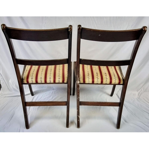 590 - A Set of Four Regency Styled Chairs. Floral and vertical red stripe upholstery decoration. Preferabl... 