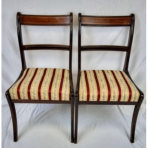 590 - A Set of Four Regency Styled Chairs. Floral and vertical red stripe upholstery decoration. Preferabl... 