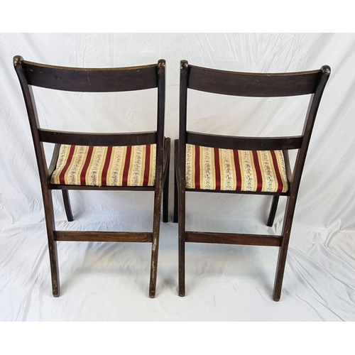 590 - A Set of Four Regency Styled Chairs. Floral and vertical red stripe upholstery decoration. Preferabl... 