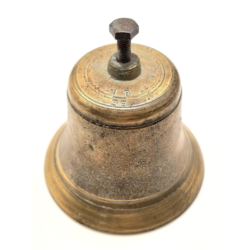 617 - A WW2 Dated 1939 Air Raid Precautions (ARP) Brass Bell -13cm Tall.