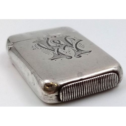 599 - An Antique Silver Vesta Case. Hallmarks for Birmingham 1884.