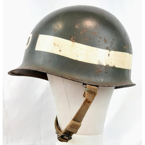 124 - WW2 US M1 Swivel Bale Military Police Helmet.