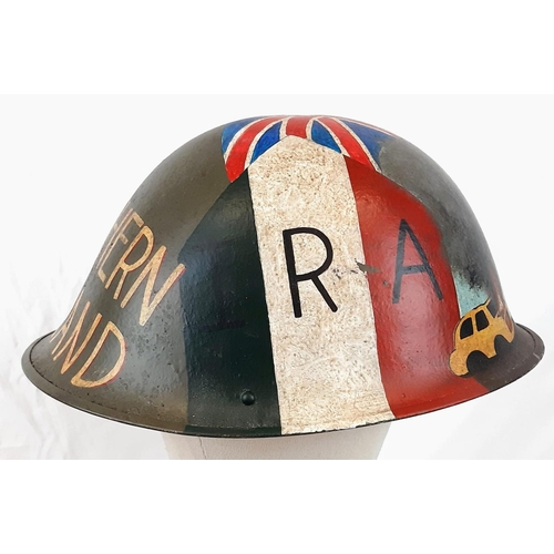 321 - Circa 1960’s British Mk IV Helmet with hand painted memorial to Op Banner Northern Ireland.