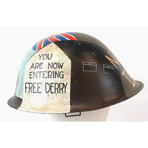 321 - Circa 1960’s British Mk IV Helmet with hand painted memorial to Op Banner Northern Ireland.