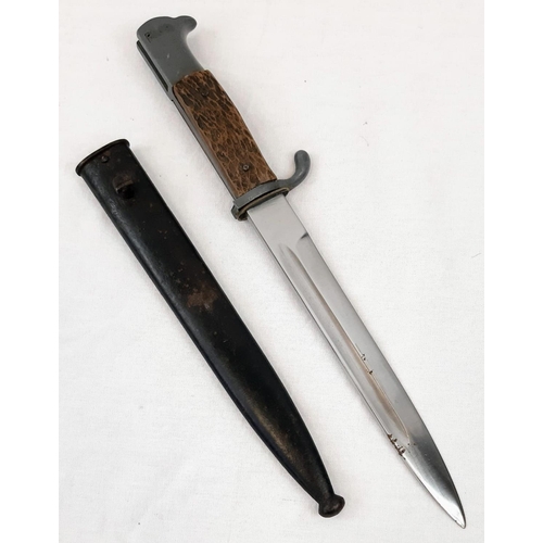 354 - Rare German World War 2 Mauser Stag Dress Fighting Knife Bayonet with Scabbard - 35cm length.