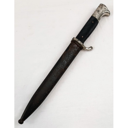 40 - Rare German World War 2 Ersatz Fighting Knife Bayonet by F W Holler with Scabbard - 35cm length.