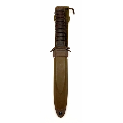 202 - WWII US M3 Fighting Knife with US M8A1 Scabbard by T.W.B. Manufactured at the top of the pommel
is c... 