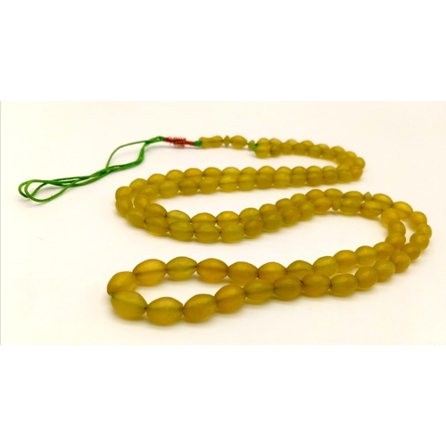 344 - A Natural Jade Prayer Bead Set. 80cm.