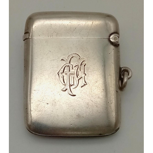 427 - An Antique Silver Vesta Case - Inscription of death before dishonour (translation). Chester hallmark... 