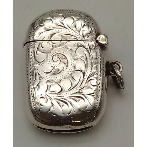 549 - An Antique Silver Vesta Case. Hallmarks for Birmingham 1900.