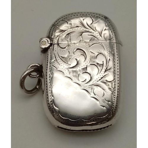 549 - An Antique Silver Vesta Case. Hallmarks for Birmingham 1900.