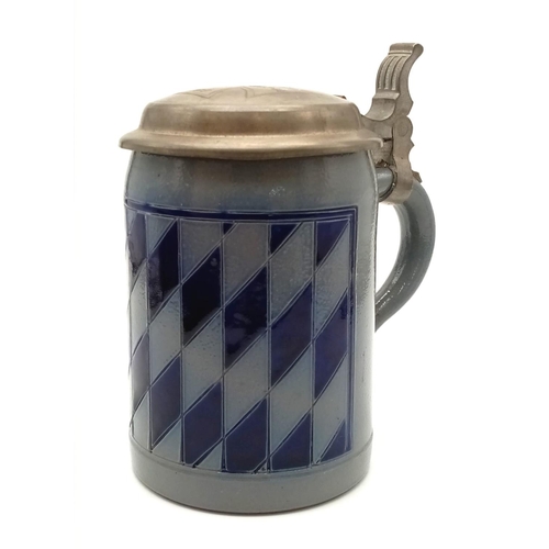 559 - WW1 Bavarian Lidded Stein “For the Kaiser & the Reich”.