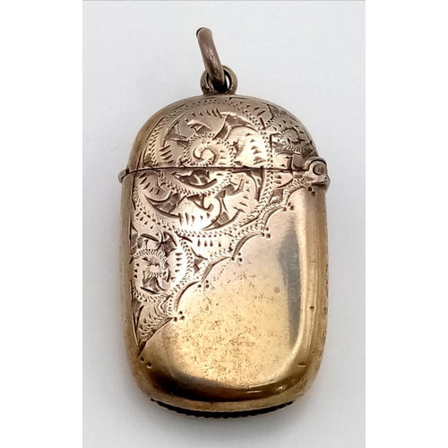 95 - An Antique Silver Vesta Case. Hallmarks for Birmingham 1896.