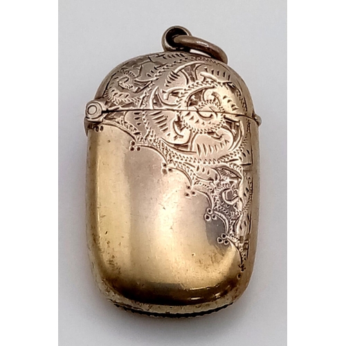 95 - An Antique Silver Vesta Case. Hallmarks for Birmingham 1896.