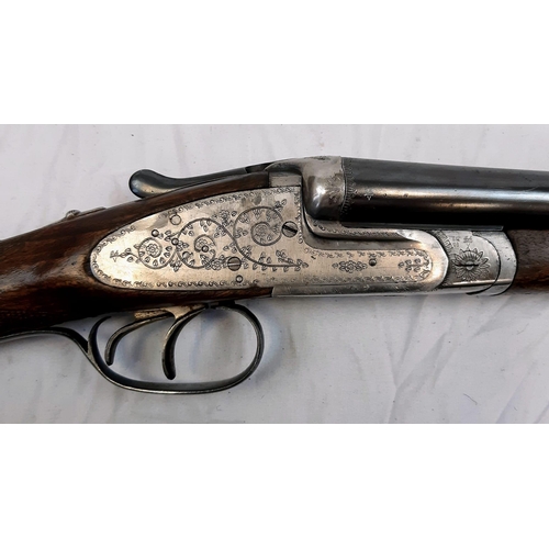 199 - A Deactivated Eibar Double-Barrelled Side-Lock Shotgun. 16 bore calibre with a 31.75 inch barrel len... 