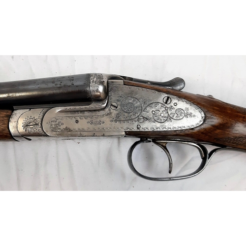 199 - A Deactivated Eibar Double-Barrelled Side-Lock Shotgun. 16 bore calibre with a 31.75 inch barrel len... 