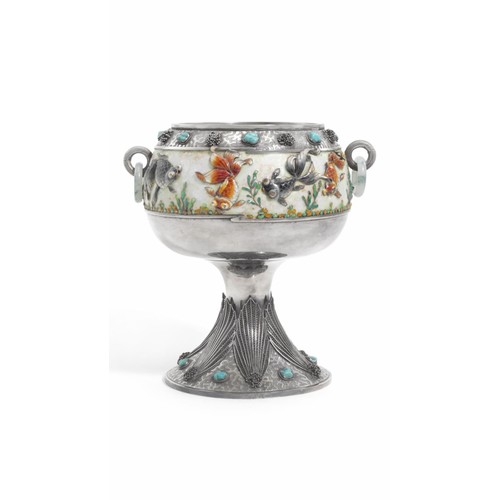 600 - A Rare Antique Chinese silver and enamel large bowl, circa 1900.

A Chinese silver and enamel standi... 