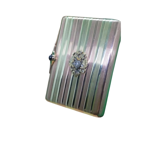 635 - Russian FABERGE two tone yellow and rose gold  14ct SOLID GOLD DIAMOND CIGARETTE CASE. Length 6.5cm,... 