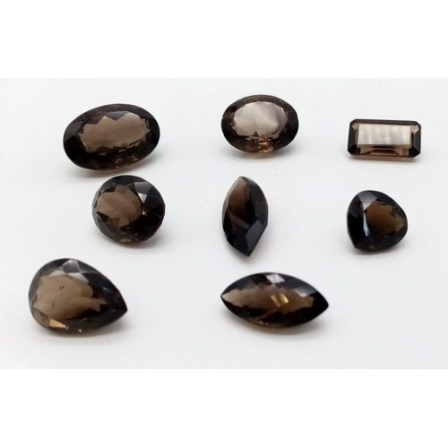 367 - Eight Pieces of Natural Smokey Faceted Quartz. 240ct total.