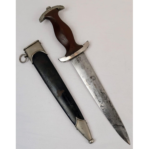 55 - 3rd Reich N.S.K. Dagger. Transitional Period Blade Eickhorn-RZM. The box lid has broken hinges.