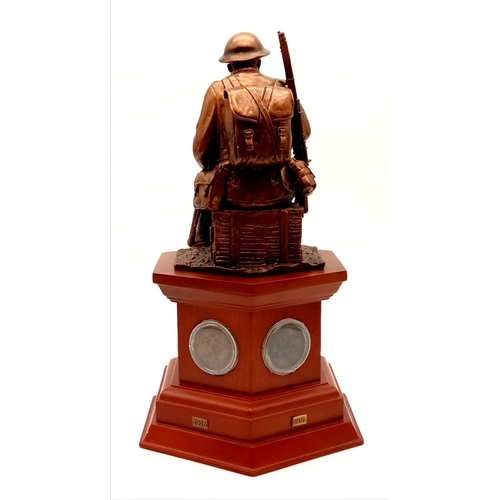 603 - A Danbury Mint ‘The Brave British Tommy’ World War 1 Centenary Bronzed Sculpture on wooden plinth fe... 