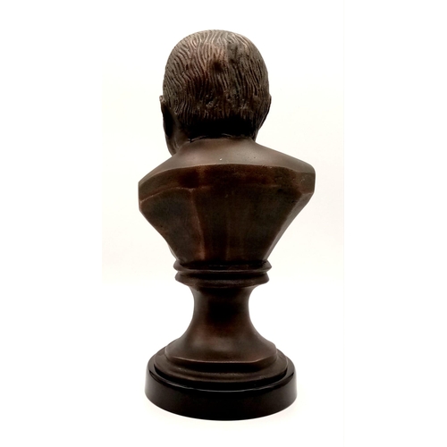 610 - A Vintage Cast Bronzed Metal Bust of Sir Winston Churchill - 32cm Tall.