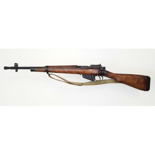 48 - An Enfield No. 5 Bolt Action Jungle Carbine Rifle. Very good to mint barrel. Nice tiger-stripped woo... 