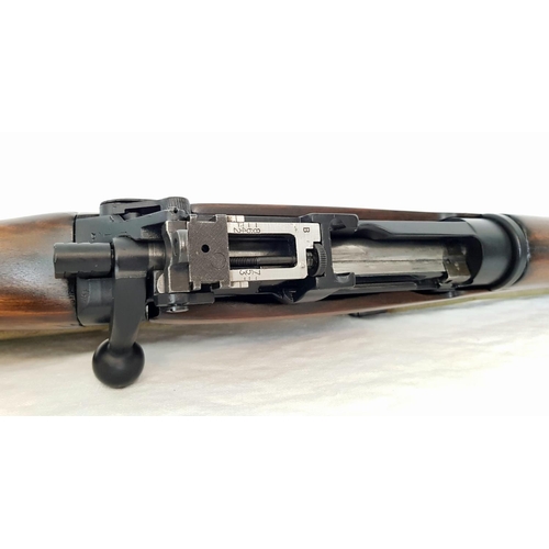 48 - An Enfield No. 5 Bolt Action Jungle Carbine Rifle. Very good to mint barrel. Nice tiger-stripped woo... 