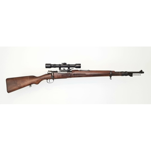 50 - A 1953 La Coruna Model M43 Bolt Action Rifle. Spanish made - calibre 7.92mm. Fitted side rail mount ... 