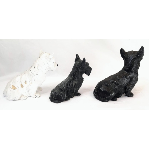 570 - Three Vintage Spelter Dog Figures. Biggest dog 18cm tall. A/F