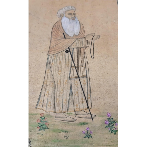 585 - A Vintage Possibly Antique Persian Watercolour Painting - Depicting an elder in prayer. 34 x 42cm