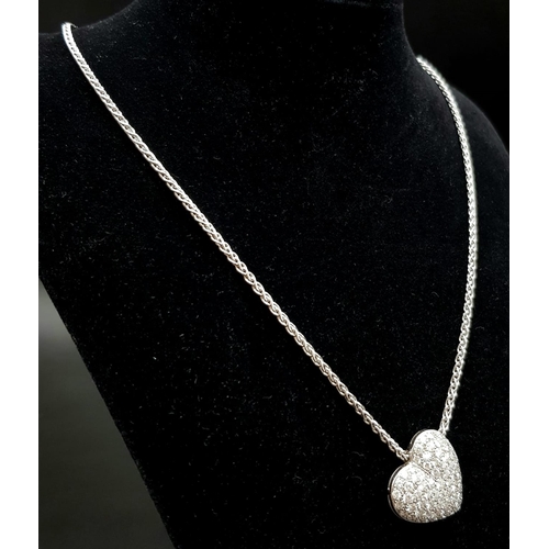 109 - A Beautiful Designer Italian Picchiotti 18K White Gold Diamond Heart Pendant Necklace. Heart pendant... 