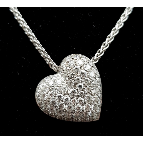 109 - A Beautiful Designer Italian Picchiotti 18K White Gold Diamond Heart Pendant Necklace. Heart pendant... 