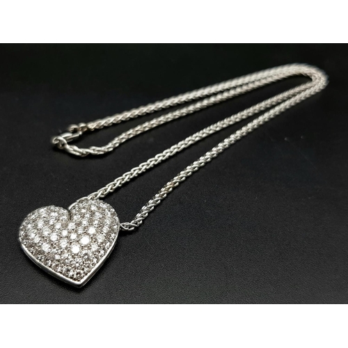 109 - A Beautiful Designer Italian Picchiotti 18K White Gold Diamond Heart Pendant Necklace. Heart pendant... 