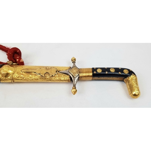 73 - A Fascinating Mid-19th Century Arabic 22K Gold Decorative Curved Sword. This has been tested twice f... 