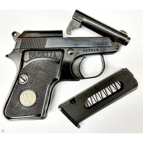 45 - A Deactivated Berreta 950 Semi-Automatic Pistol. Serial number 66560B. Calibre .25. Comes with a lea... 