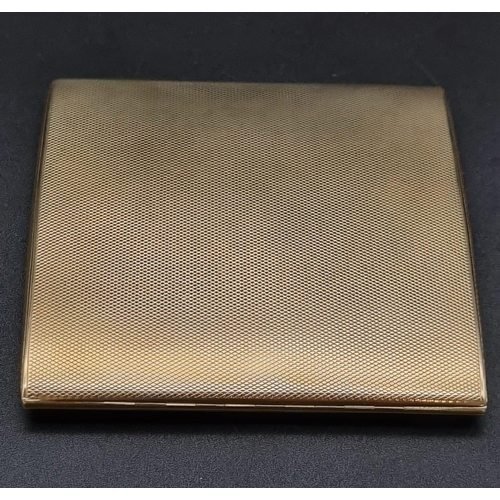 57 - A Glorious Antique Solid 9K Yellow Gold Cigarette Case. Bevel edged with an engine-turned finish. Pu... 