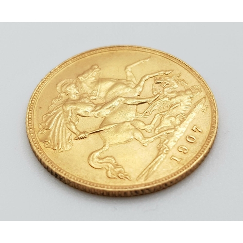 543 - 22CT HALF SOVEREIGN COIN 1907 4G