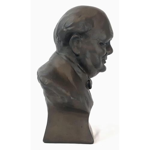 1193 - A Heavy Vintage Bronzed Stone Bust of Sir Winston Churchill 25cm Tall