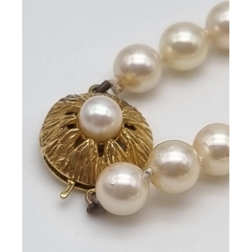 225 - A Beautiful Natural South Sea Graduated Pearl Necklace with an 18K Yellow Gold Clasp. 44cm. 31.15g t... 