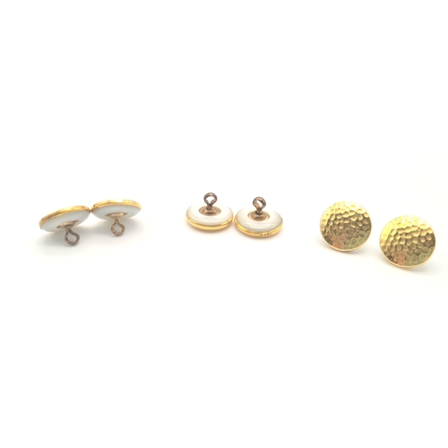 248 - SET OF 6 18CT YELLOW GOLD DRESS STUDS WITH MOTHER OF PEARL INLAY IN ORIGINAL FITTED CASE 10G