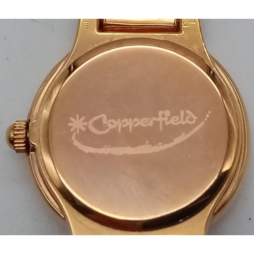1040 - COPPERFIELD G/P BRACELET WATCH QUARTZ FULLY WORKING. 25mm