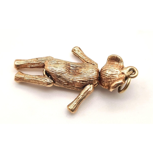 714 - 9K ROSE GOLD TEDDY CHARM WITH ARTICULATED ARMS AND LEGS 4.8G