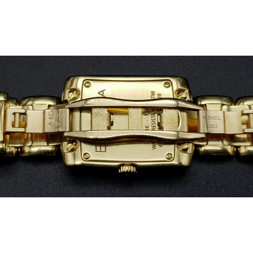 157 - An 18 K EBEL BRAZILIA watch. Rectangular curved dial (30 x 23 mm), brilliant cut diamonds on two sid... 