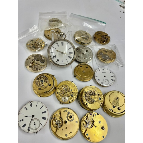 276 - Antique silver verge fusee pocket watch & movements