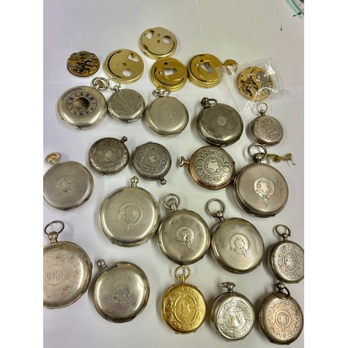 53 - Antique & vintage silver pocket watches fusee, Waltham etc some ticking sold as found