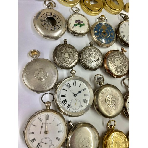 53 - Antique & vintage silver pocket watches fusee, Waltham etc some ticking sold as found